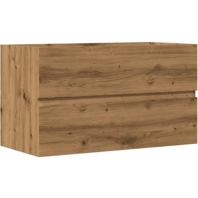 Afbeelding van Badkamerwandkast 80x38,5x45 cm bewerkt hout artisanaal eiken