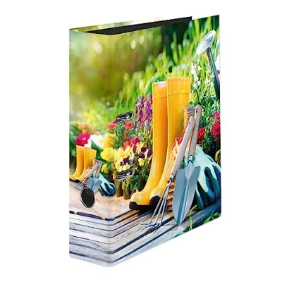 Afbeelding van Falken Ordner van kunststof, tuinmotief, Made in Germany, 8 cm breed, A4 formaat