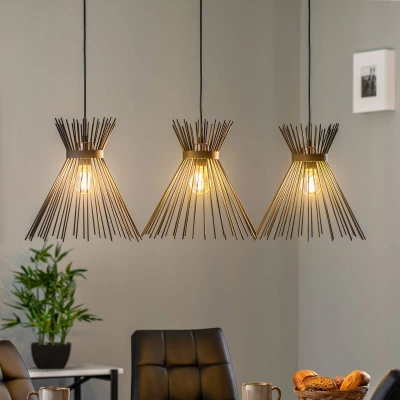 Afbeelding van Hanglamp Kirpi 3088 3 lamps lineair zwart