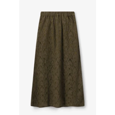 Afbeelding van Sissy Boy Dames Donkergroene kanten maxi rok (Maat M, Katoen)