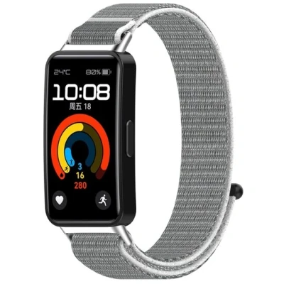 Afbeelding van Sport loop nylon bandje Lichtgrijs Huawei Band 10 / 9 8