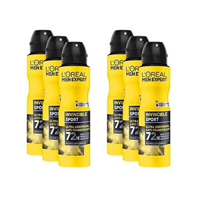 Afbeelding van 6x L&#039;Oreal Men Anti Transpirant Deo Spray Invincible Sport 150ml