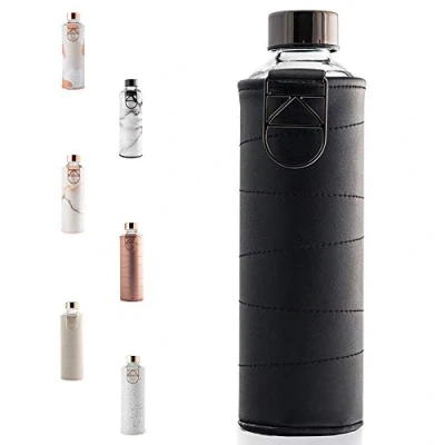 Image de Equa Bouteille d&#039;eau en verre 750 ml Mismatch avec manchon Graphite