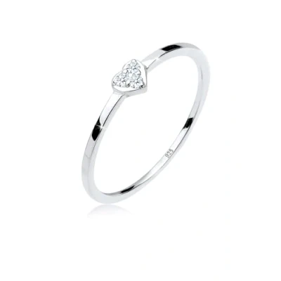 Afbeelding van Elli Diamonds Damesring, hart, symbool klassiek met diamant (0,06 karaat), van 925 Sterling zilver, diamant,