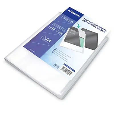 Afbeelding van WAYTEX 931444 documentenbescherming, A4, personaliseerbaar, 80 foto&#039;s, 40 hoezen, polypropyleen, transparant