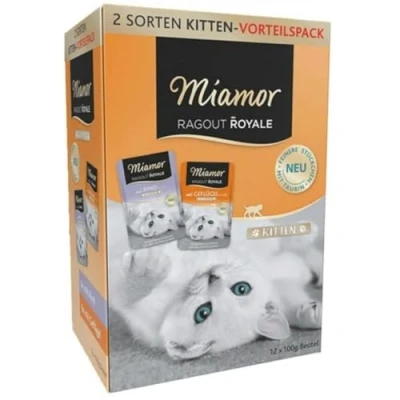 Afbeelding van Probeerpakket Miamor Ragout Royale in Gelei Kitten Kattenvoer Gevogelte en Rund