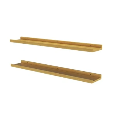 Afbeelding van Vicco Linus Wandplank 90 x 4 cm Set van 2 Natuurlijk hout