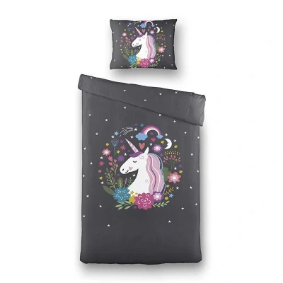 Afbeelding van Fresh &amp; Co Junior Dekbedovertrek Happy Unicorn 140x200 cm Katoen met 2 kussenslopen