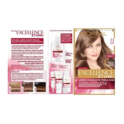 Afbeelding van L&#039;Oréal Paris Excellence Crème permanente haarkleuring drievoudige verzorging 100% dekking wit haar tint 7,1 asblond