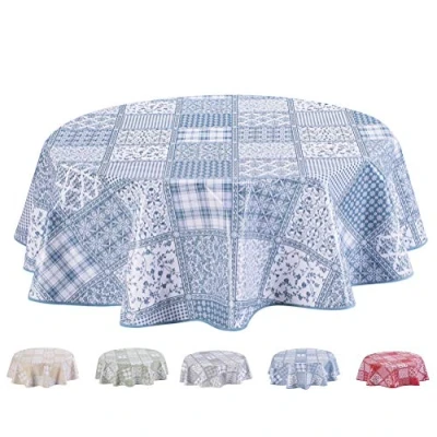 Afbeelding van Home Direct Ronde Tafelzeil PVC Veeg Schoon Tafelkleed Tafel Cover 155cm 61&quot; Blauw Grijs