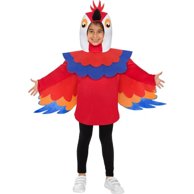 Afbeelding van Funidelia Papegaai Kostuum voor meisjes en jongens Dieren, Vogels kinderen Accessoire verkleedkleding rekwisieten Halloween, carnaval &amp; feesten Maat 135 152 cm Rood
