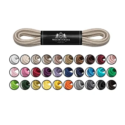 Afbeelding van Mount Swiss© Luxury veters, gewaxt, rond, voor leren schoenen, Ø 2 3 mm, lengtes 45 120 cm, lichtbeige, 90