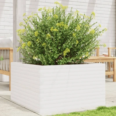 Afbeelding van Plantenbak 80x80x45,5 cm massief grenenhout wit