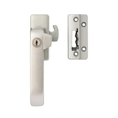 Afbeelding van Axa Raamsluiting F1 met cilinderslot en haakschoot aluminium DIN links SKG1 145 x 46 30mm