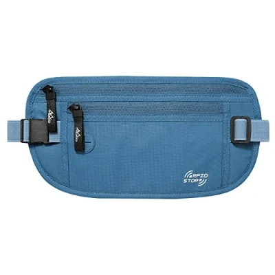 Afbeelding van Reis heuptas, verborgen geldriem, reistas, heuptas voor dames en heren, waterdichte met hoofdtelefoonaansluiting, blauw