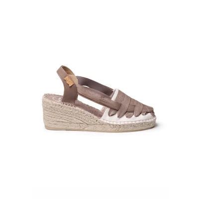 Afbeelding van Toni Pons Tracy Plateaupumps, Dames, Maat: 41, Taupe Textiel