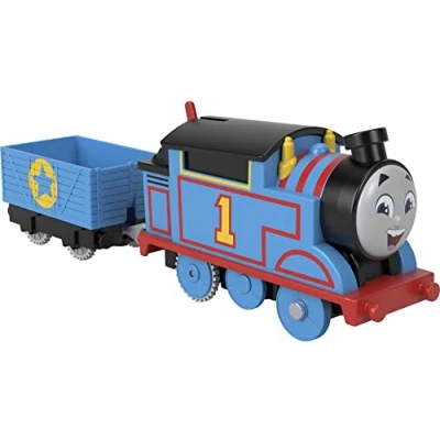 Afbeelding van Thomas &amp; Friends Fisher Price en zijn vrienden, blauwe locomotief nr. 1, gemotoriseerd, werkt op batterijen, schakelaar het dak, om te verzamelen, speelgoed voor kinderen, vanaf 3 jaar,