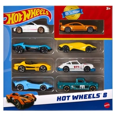 Afbeelding van Hot Wheels Basisset van 8 Auto&#039;s en Trucks Schaal 1:64 Speelgoedvoertuig