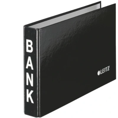 Afbeelding van Leitz, Map, Bankdossier, voor bankafschriften, zwart, 2 rings mechanisme, gemaakt van hardboard met PP plastic (35 mm, 1 x)