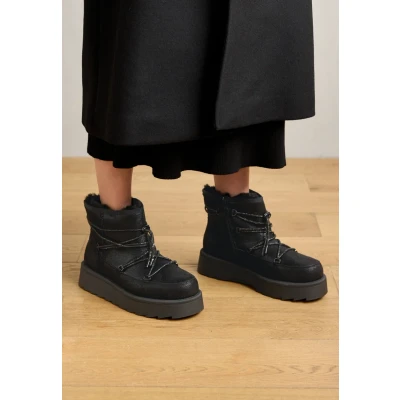 Afbeelding van Tamaris Enkellaarsjes met plateauzool, Dames, Maat: 40, Black Textiel