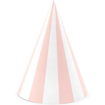 Afbeelding van PARTYDECO 6 roze en witte kartonnen feesthoedjes Decoratie &gt; Hoedjes