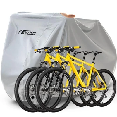 Afbeelding van fietshoes, afdekzeil, waterdicht, voor 2 3 fietsen, 210T Oxford weefsel, beschermhoes, afdekhoes met tas, 200 x 105 110 cm, zilver