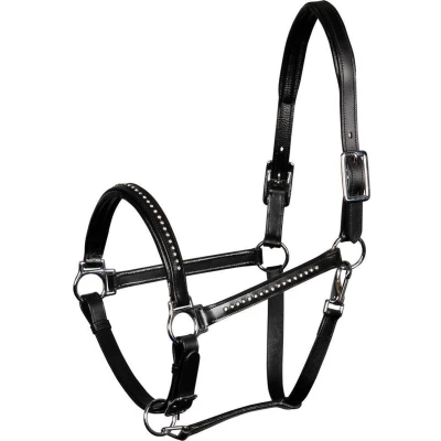 Afbeelding van Harry&#039;s Horse Halster Leder Finesse Crystal Zwart Cob