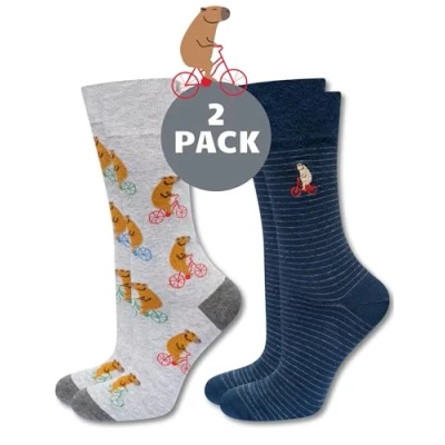 Afbeelding van soxo Capybara Grappige damessokken, cadeau, heren, fantasie, sokken, geschenkdoos, 2 maten, paar, fiets, paar