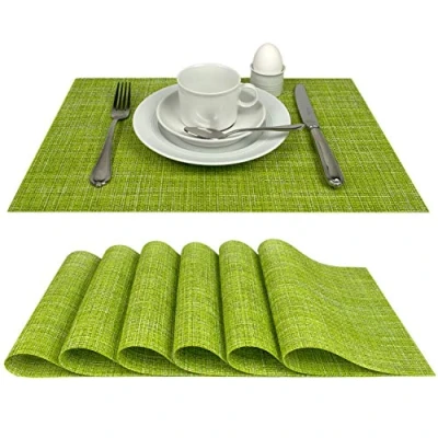 Afbeelding van Placemats Capri, afwasbaar, in set van 6, groen, tafelonderlegger is afwasbaar