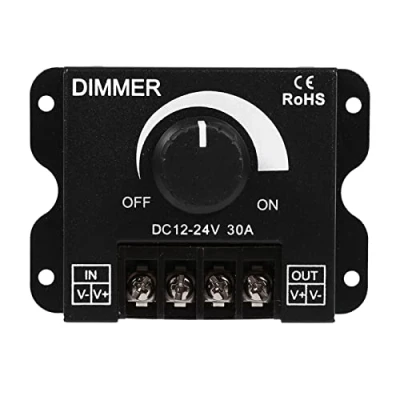 Afbeelding van Dimschakelaar met breed bereik, aan/uit schakelaar zwarte aluminium behuizing, maxi dimmer 30 A, schakelregelaar voor eenvoudige ledstripkleur (DC12 24 V)