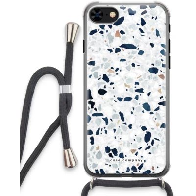 Afbeelding van Case Company® iPhone 7 hoesje met Koord Terrazzo N1 Telefoonhoesje Zwart Extra Bescherming aan alle Kanten en Over de Schermrand