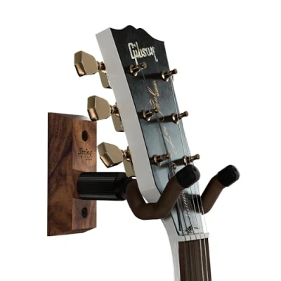 Image de String Swing Support mural pour guitare acoustique ou électrique CC01K fabriqué aux États Unis Noyer noir