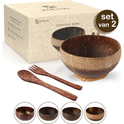 Afbeelding van NAMTURE Kokosnoot Kom Set Jumbo Striped 2 Pack