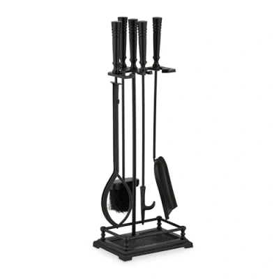 Afbeelding van Relaxdays haardset 5 delig haardstel standaard haardaccessoires vuurvast metaal