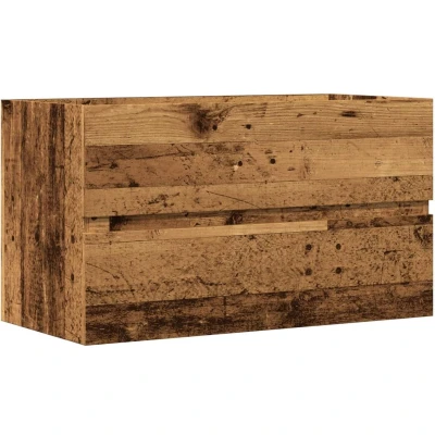 Afbeelding van Wastafelkast 90x38,5x45 cm bewerkt hout oud houtkleurig