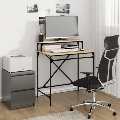 Afbeelding van vidaXL Bureau 80x50x90 cm bewerkt hout en ijzer sonoma eikenkleurig