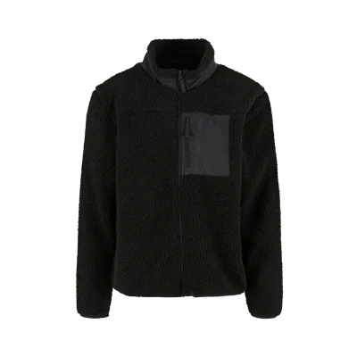 Afbeelding van Urban Classics WITH Stand UP Collar Fleecejas, Heren, Maat: Small, Black