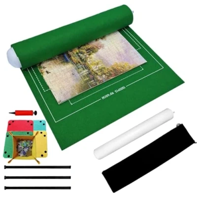 Afbeelding van BangShou Puzzelmat, hulp bij puzzelen, oprolbaar, opblaasbaar, vilten jigsaw, bordmat, puzzel opslagmat, opvouwbaar, sneller puzzelpomp