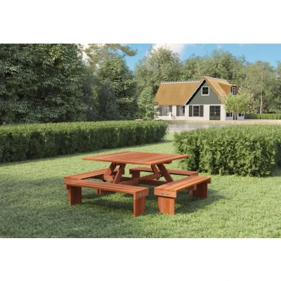 Afbeelding van Hardhouten Picknicktafel Vierkant