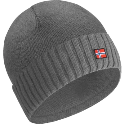 Afbeelding van ACE Norway wintermuts, gebreide muts van schapenwol voor volwassenen, wollen dames en heren, grijs.