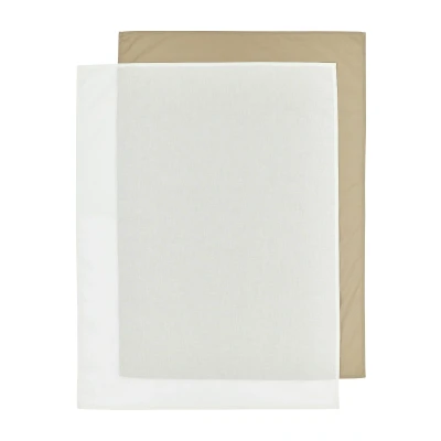 Afbeelding van Meyco Laken Ledikant Uni Offwhite / Taupe 2 pack