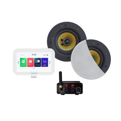Afbeelding van N Joy badkamerradio met controller, wand lader, samba speaker set wit en bluetooth versterker 50 WATT