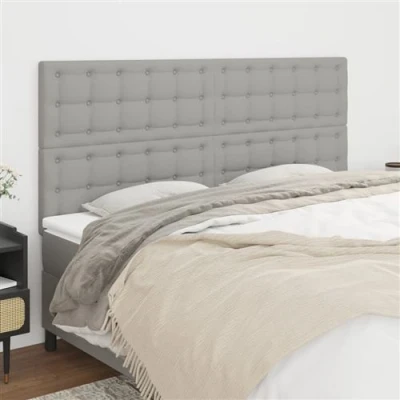 Afbeelding van vidaXL Hoofdborden 4 st 80x5x78/88 cm stof lichtgrijs