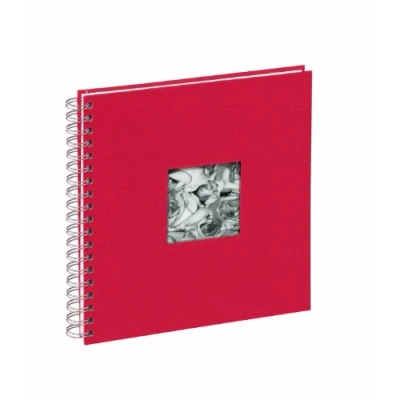 Afbeelding van Pagna 12156 03 spiraalalbum passe partout met 50 witte pagina&#039;s karton, pergamijnpapier en weefbinding 240 x 250 mm, rood