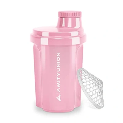 Afbeelding van Protein Shaker 300 ml &quot;Heaven&quot; lekvrij, BPA vrij met klikbare zeef en weegschaal voor romige wei shakes, gym fitness cups isolaten sportconcentraten, origineel in Koraalroze 300ml