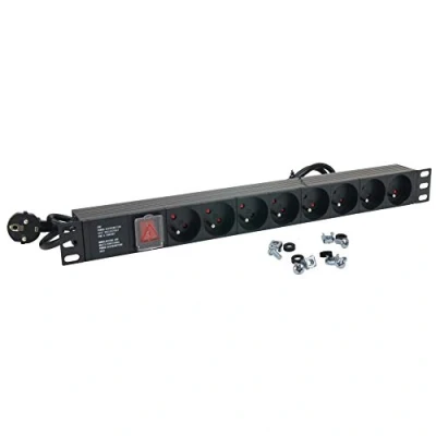 Image de Multiprises Bandeau 8 Prises rackable 19&quot; avec Interrupteur, Cordon 1.80m,