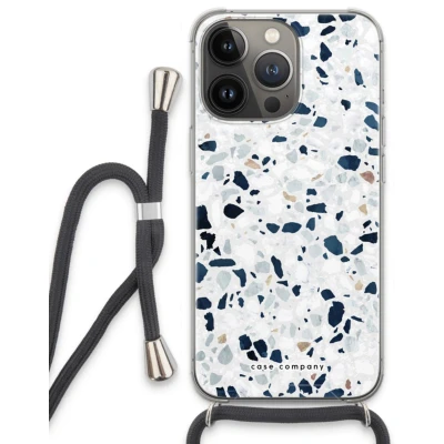 Afbeelding van Case Company® hoesje met Koord geschikt voor iPhone 13 Pro Terrazzo N1 Telefoonhoesje Zwart Extra Bescherming aan alle Kanten en Over de Schermrand