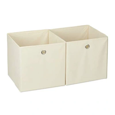 Afbeelding van Relaxdays 2 stuks opbergdozen van stof in kubusvorm, vierkant, 30 x cm, beige