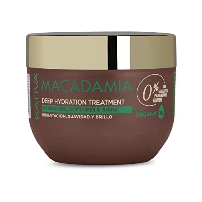 Afbeelding van Kativa Macadamia Diepe hydratatiebehandeling, 250 ml, hydraterend, zachtheid en glans, droog gedehydrateerd haar, omega 3 6 vitamine D