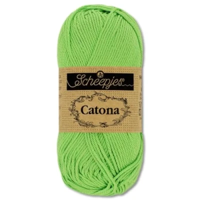 Afbeelding van Frida&#039;s Wollhaus Scheepjes Catona Wol voor breien en haken, 10 g, 100% katoen, 113 kleuren (513 Apple Granny)